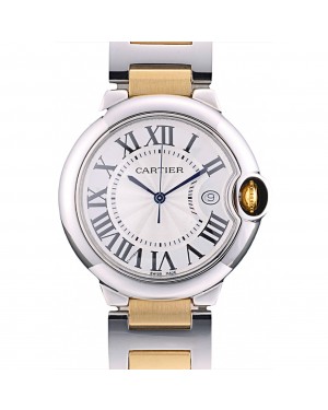 Cartier Ballon Bleu 38mm White Dial Stainless Steel Case Two Tone Gold Bracelet