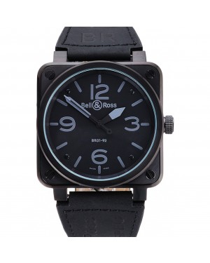 Bell and Ross BR 01-92 Black Dial Black Case Black Leather Strap