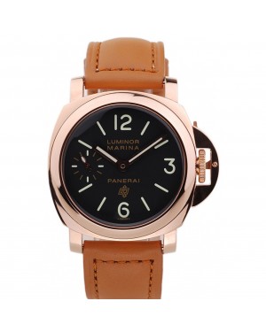 Panerai Luminor Marina Black Dial Brown Leather Bracelet