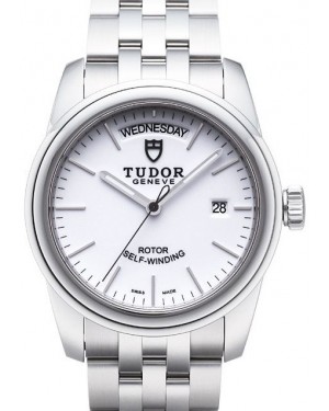 AAA Replica Tudor Glamour Date Day White Dial Steel Strap Mens Watch 56000-4