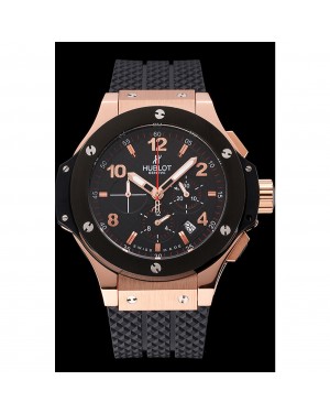 Hublot Big Bang King Black Strap Gold Dial Watch