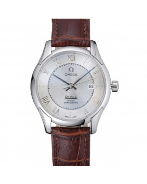 Omega DeVille Silver Dial Stainless Steel Case Brown Leather Strap 622830