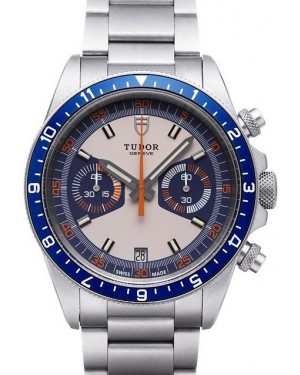 AAA Replica Tudor Heritage Chrono Blue Grey Dial Steel Strap Mens Watch 70330B-95740
