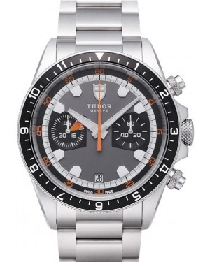 AAA Replica Tudor Heritage Chrono Grey Dial Steel Strap Mens Watch 70330N-2