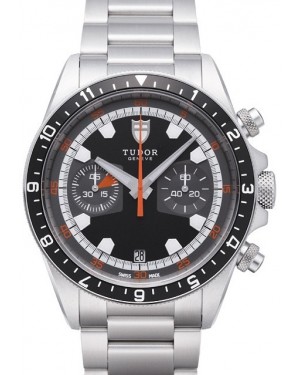 AAA Replica Tudor Heritage Black Dial Steel Strap Chrono Mens Watch 70330N-1