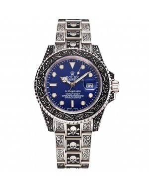 Swiss Rolex Submariner Skull Limited Edition Blue Dial Vintage Case And Bracelet 1454091