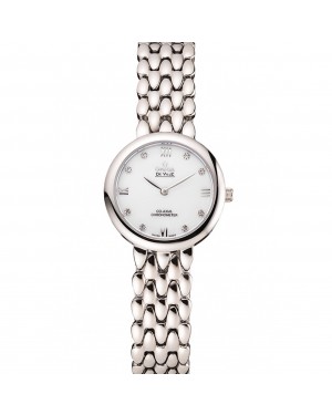 Omega De Ville Prestige No Date White Dial With Diamonds Stainless Steel Case And Bracelet