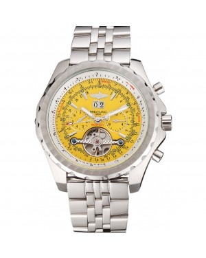 Breitling Bentley Mulliner Tourbillon Yellow Dial Stainless Steel Case And Bracelet 622734