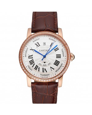 Swiss Cartier Ballon Bleu GMT Silver Dial Stainless Steel Case Two Tone Rose Gold Steel Bracelet