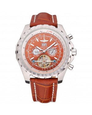 Breitling Bentley Mulliner Tourbillon Brown Dial Stainless Steel Case Brown Leather Strap 622727