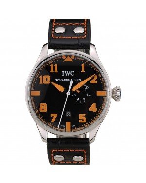 IWC Big Pilot 45mm Black And Orange Dial Black Leather Bracelet