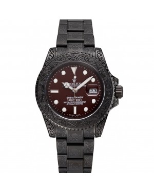 Rolex Submariner Skull Limited Edition Brown Dial All Black Case And Bracelet 1454075