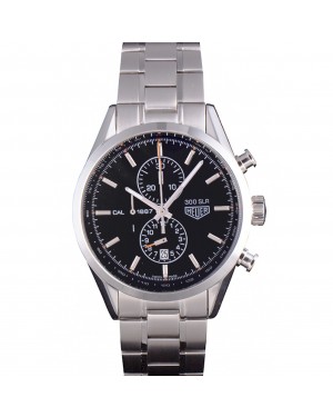 Tag Heuer SLR Polished Stainless Steel Case Black Dial Stainless Steel Strap