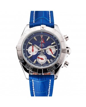 Breitling Chronomat Frecce Tricolori Blue Dial Stainless Steel Case Blue Leather Strap