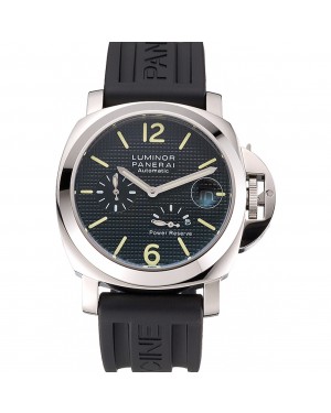 Panerai Luminor Power Reserve Black Hobnail Pattern Dial Stainless Stel Case Black Rubber Strap