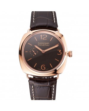 Swiss Panerai Radiomir Oro Rosso Brown Dial Rose Gold Case Brown Leather Strap