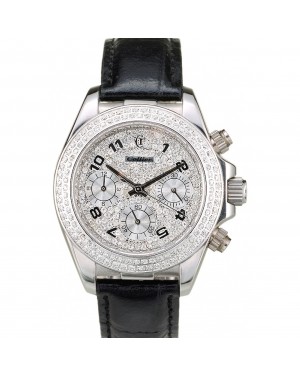 Rolex Daytona Lady Stainless Steel Case Crystal Studded Bezel Crystal Studded Dial