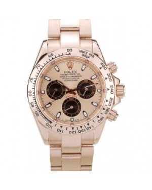 Rolex Daytona Rose Gold Plated Stainless Steel Bezel Rose Gold Dial