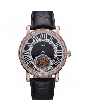Cartier Rotonde Flying Tourbillon Diamonds Black Dial 621951