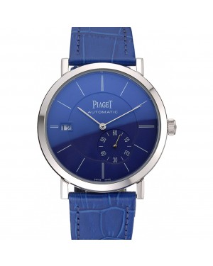 Piaget Altiplano Silver Case Blue Dial Blue Leather Bracelet 622630