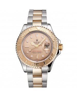 Swiss Rolex Yacht-Master Champagne Dial Gold Bezel Stainless Steel Case Two Tone Bracelet