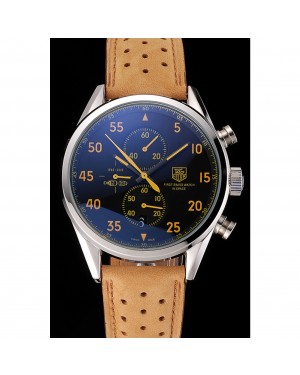 Tag Heuer Carrera SpaceX Silver Bezel with Black Dial and Light Brown Leather Strap tag264 621535