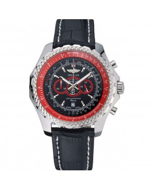 Breilting Bentley Supersports Black And Red Dial Black Leather Bracelet 622430