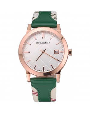 Burberry The City Classic Silver Dial Green Bracelet 622564