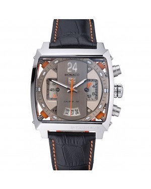 Tag Heuer Monaco 24 Calibre 36 Chronograph Gold And Beige Dial Black Leather Strap 622274