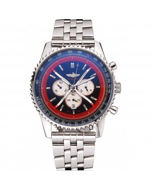 Breitling Certifie Polished Silver Stainless Steel Strap Black Dial Chronograph 80173