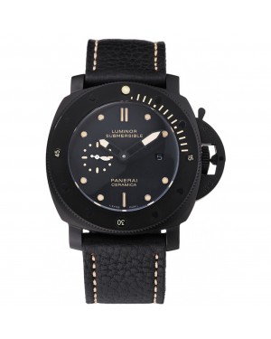 Panerai Luminor Submersible Black Dial Black Case Black Leather Strap