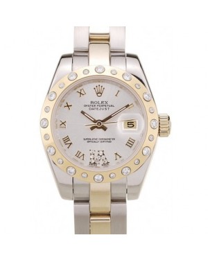 Rolex DateJust Brushed Stainless Steel Case White Dial Diamond Plated