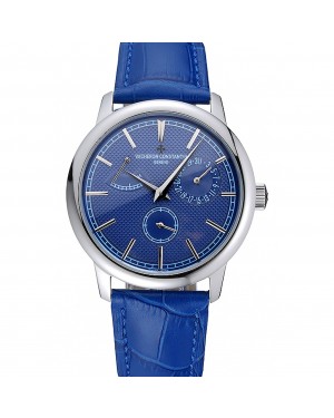 Vacheron Constantin Patrimony Power Reserve Blue Dial Silver Case Blue Leather Bracelet 1454263