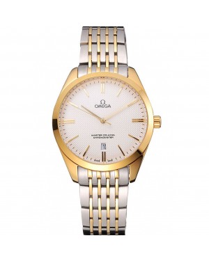 Omega Tresor Master Co-Axial White Dial Gold Case Two Tone Stainless Steel Bracelet