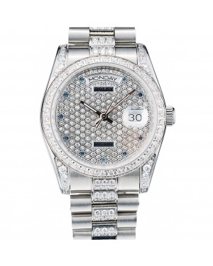 Rolex DayDate Diamond Plated Stainless Steel Bracelet Diamond Plated Dial 41986
