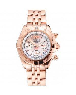 Breitling Chronomat Quartz Pearl Dial Rose Gold Case And Bracelet