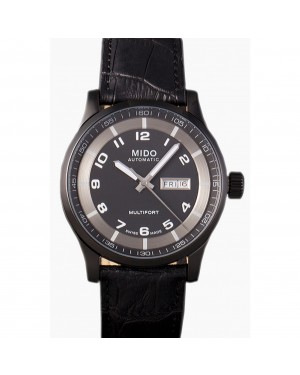 Mido Multifort Black Croco Leather Strap Black-Silver Dial 80296