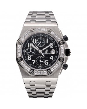 Swiss Audemars Piguet Royal Oak Offshore Black Dial Diamond Bezel Stainless Steel Case And Bracelet 622873