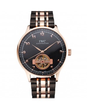IWC Portugieser Tourbillon Black Dial Rose Gold Numerals Rose3 Gold Case Two Tone Black Rose Gold Bracelet