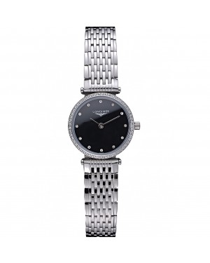 Longines La Grande Classique Stainless Steel Black Dial Diamond Bezel Femme 622108