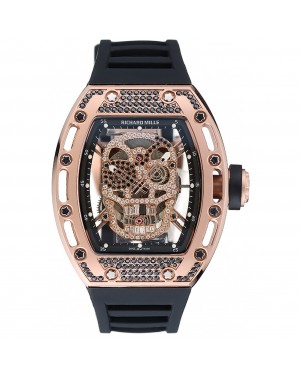 Richard Mille Tourbillon Skull RM 052 Rose Gold Case Black Rubber Bracelet 1454252
