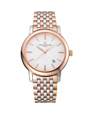 Vacheron Constantin Patrimony Silver Dial Rose Gold Case Two Tone Bracelet 62292