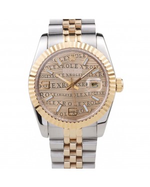 Rolex DateJust Two Tone Stainless Steel 18k Gold PlatedGold Dial