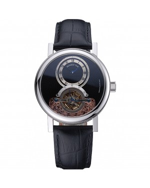 Breguet Classique Grande Complication Tourbillon Silver Case Black Dial Black Leather Strap 622212