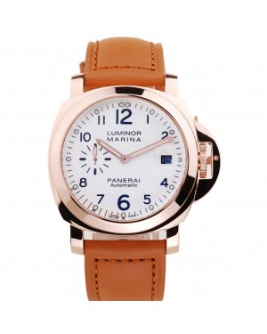 Panerai Luminor Marina White Dial Brown Leather Bracelet