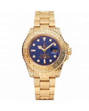 Swiss Rolex Submariner Skull Limited Edition Blue Dial Gold Case And Bracelet 1454089
