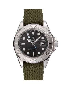 Rolex Yacht Master Green Dial Green Fabric Bracelet 1453869