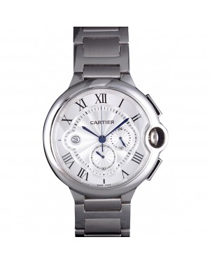 Cartier Ballon Bleu Chronograph White Dial Stainless Steel Case And Bracelet
