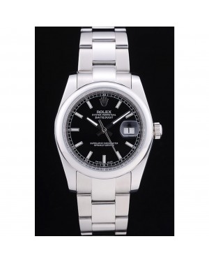 Rolex Datejust Polished Silver Bezel Black Dial 7467