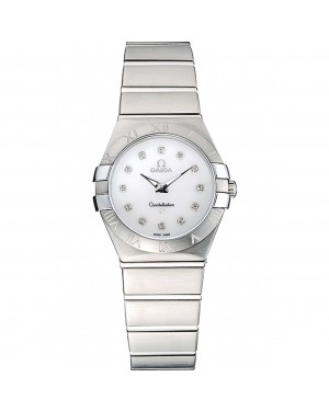 Swiss Lady Omega Constellation Stainless Steel Bracelet Silver Dial 80290